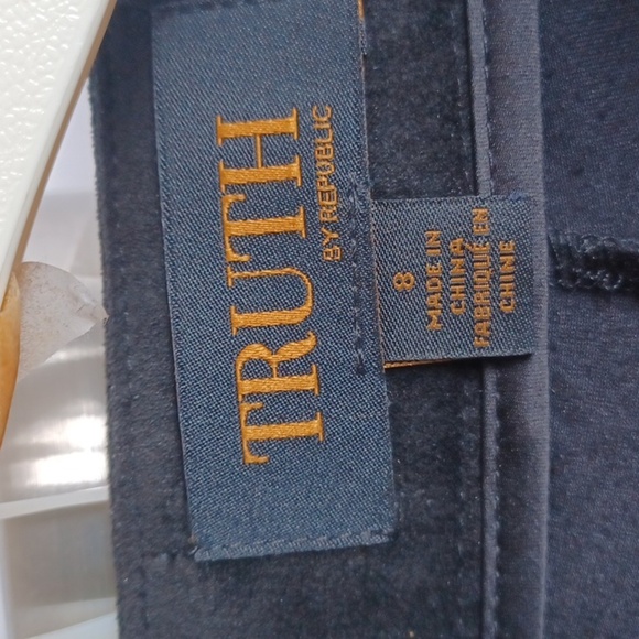 TRUTH By REPUBLIC BELL BOTTOM FAUX SUEDE BLACK SIDE ZIP WAIST SZ 8 - Picture 6 of 8